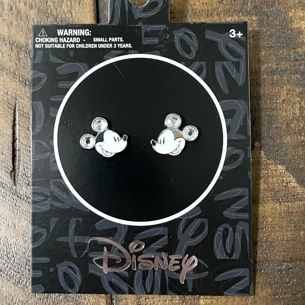 Mickey Mouse Silver Tone Stud Earrings NWT